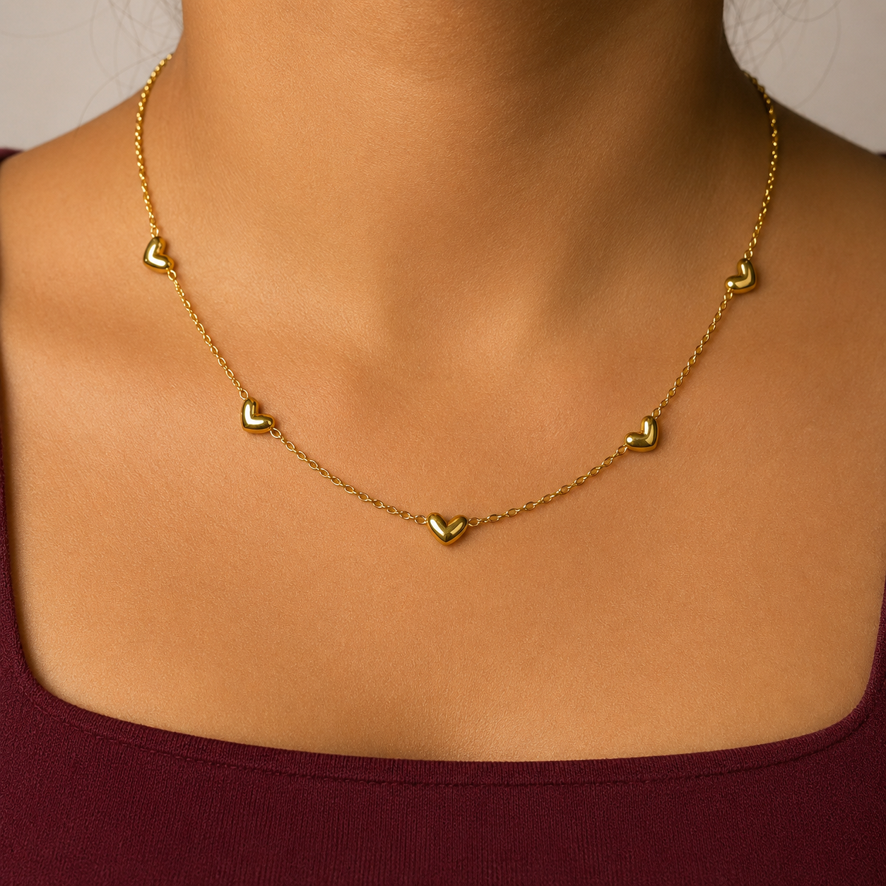 NL54_Five Heart Link Chain