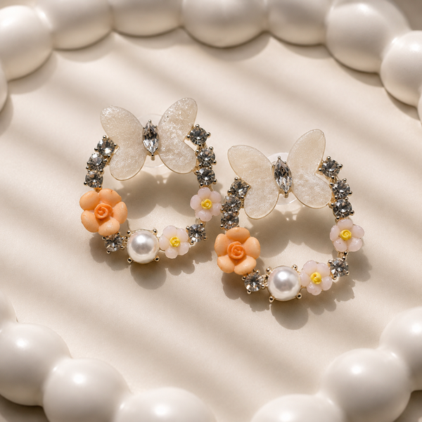 ER13_Titli Aura Earring Orange Pearl Crystal Earrings