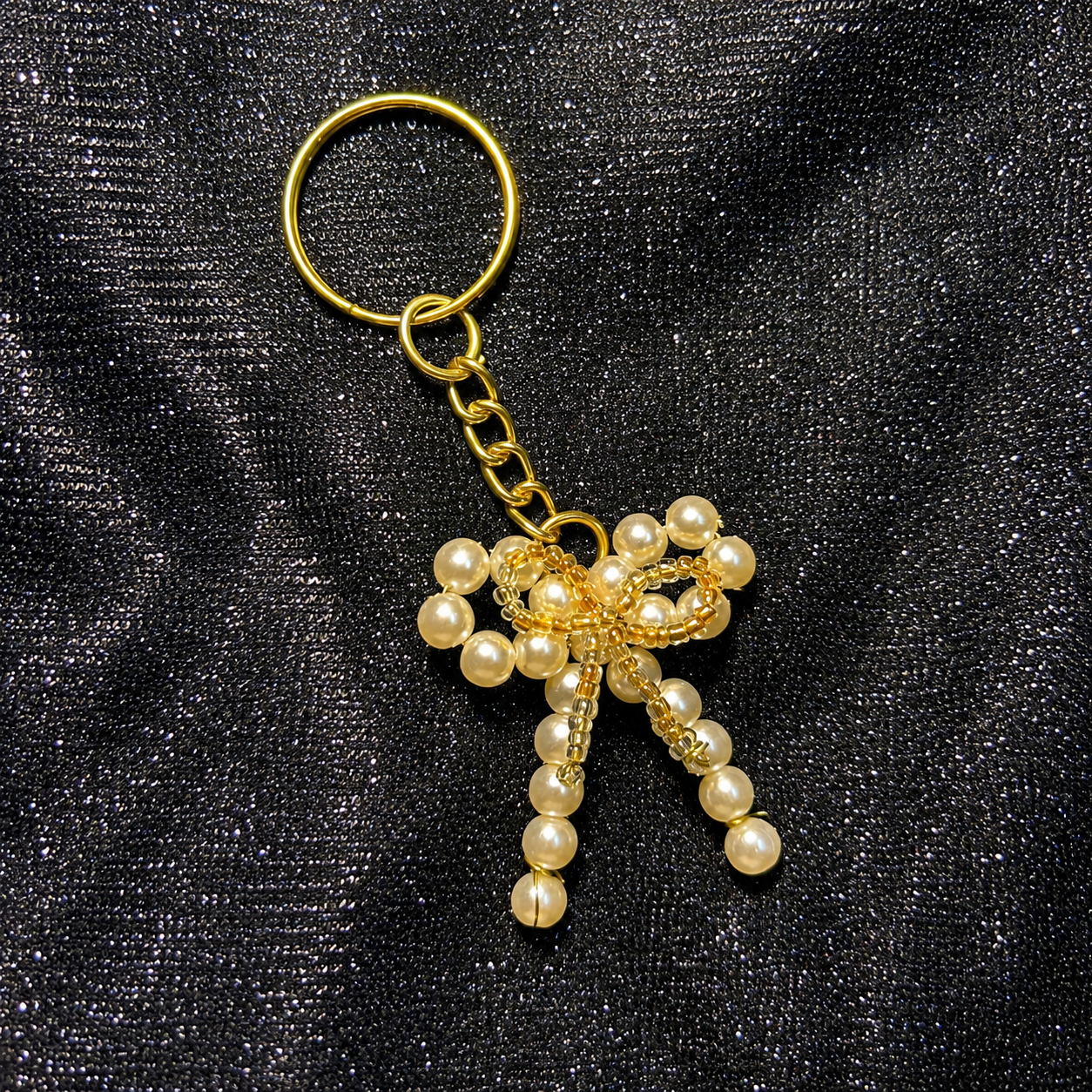 Elegant Pearl Bow Keychain