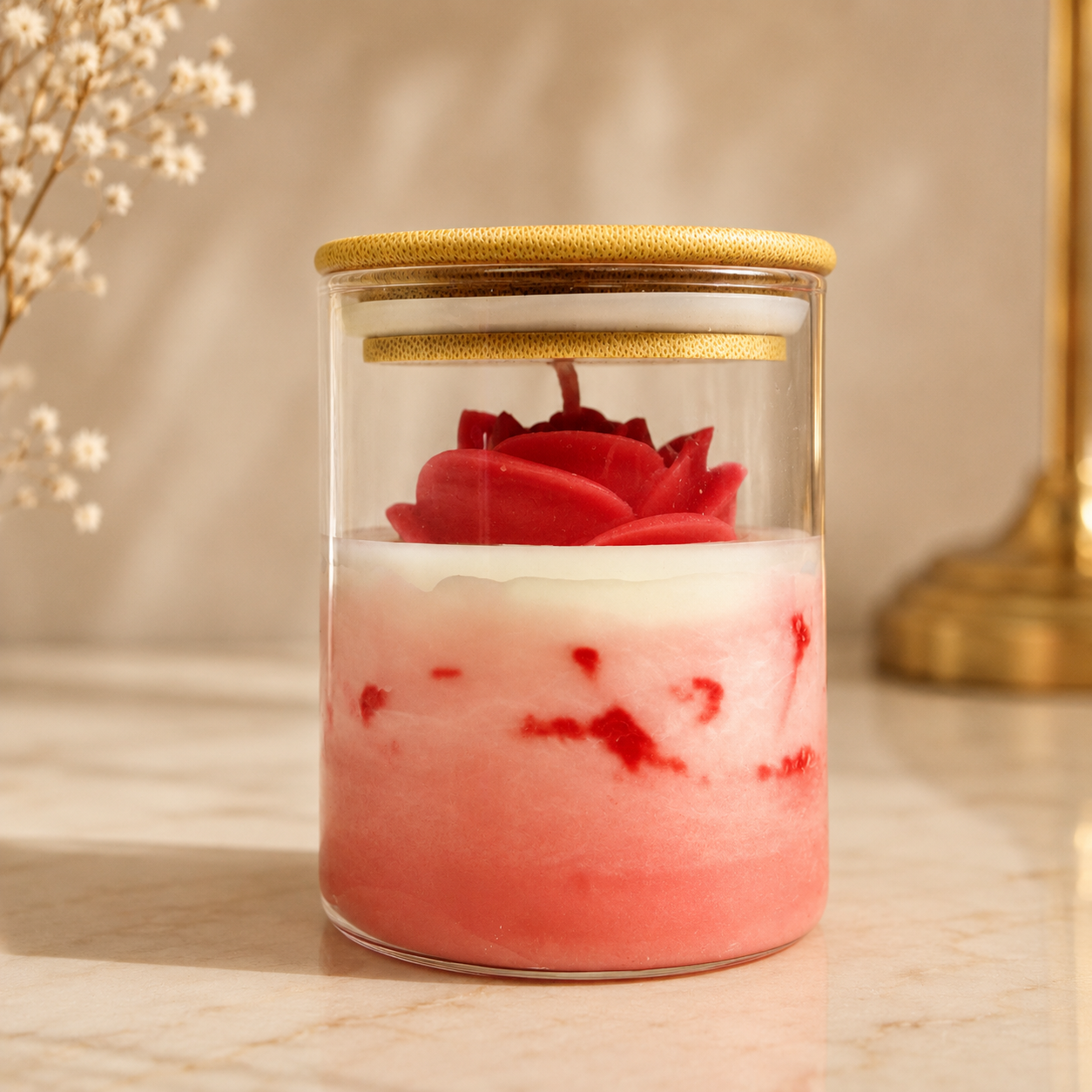 Rose-Themed Jar Candle