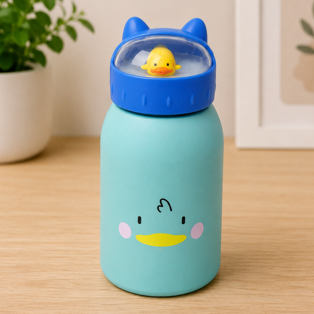 LT100_Cute Cat Lid Little Duck Glass Water Bottle