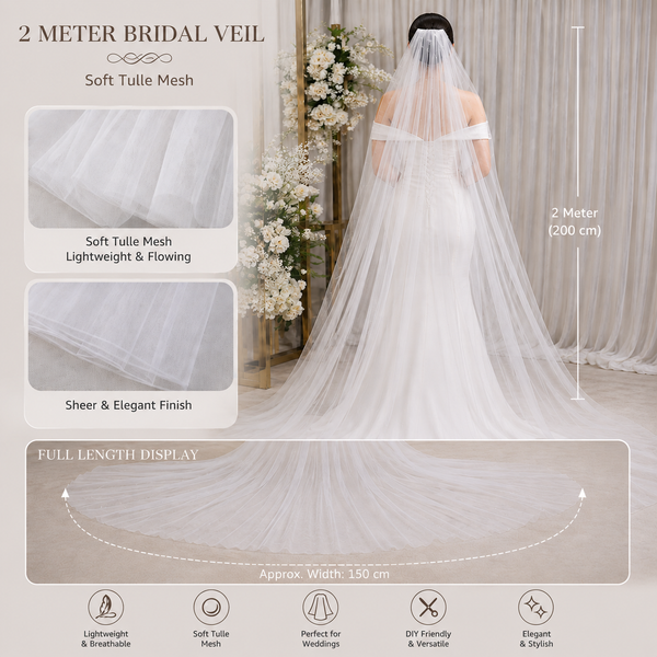WE63_White Pearl Soft Tulle Bridal Veil