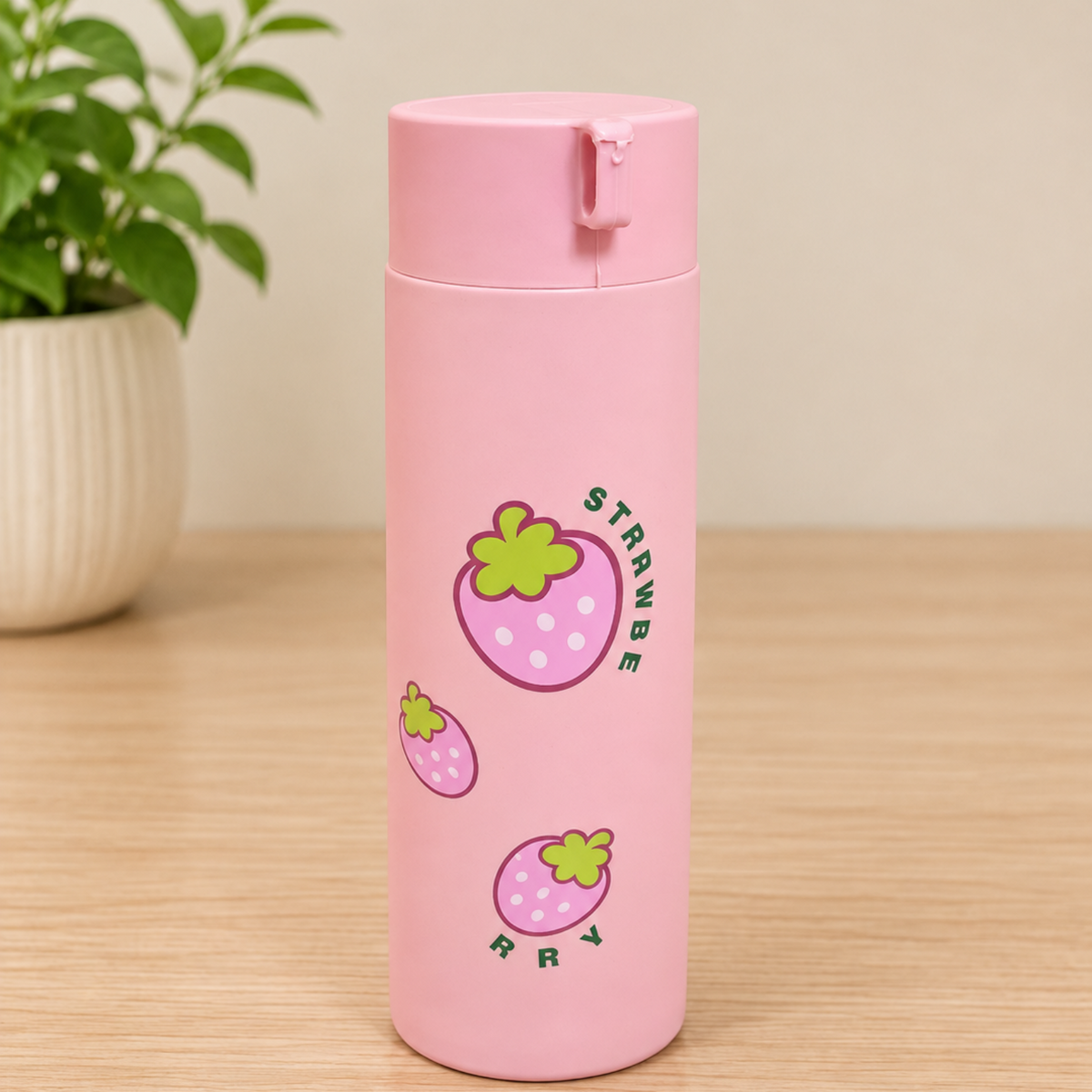 LT102_Cute Pastel Pink Strawberry Bottle