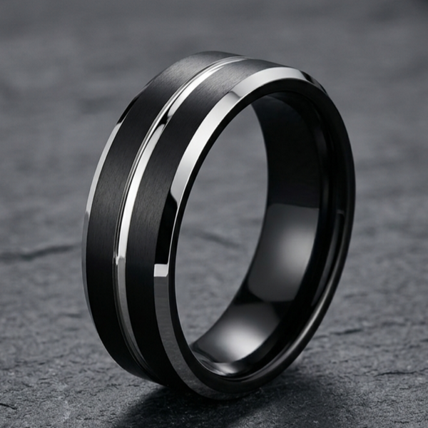 MR113_Bevel-Edged Black Ring