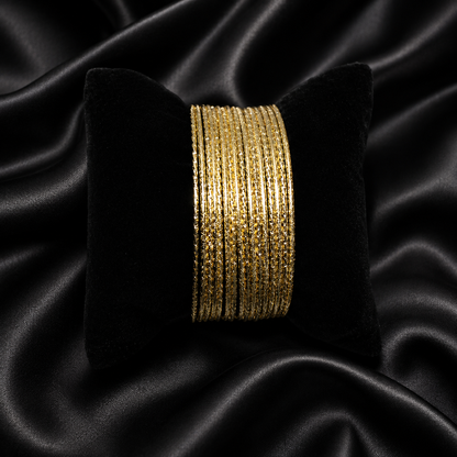 KB85_Textured Multi-Row Gold Bangle