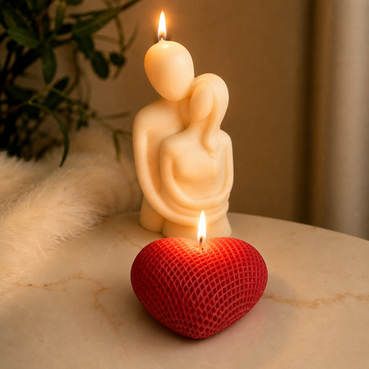 Couple Sculpture With Heart Candle