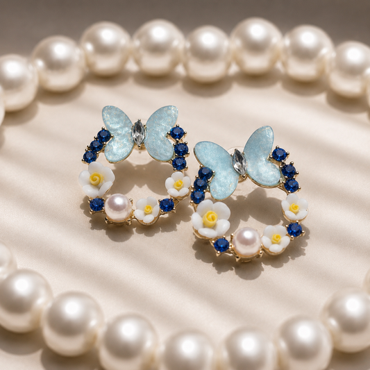 ER12_Titli Aura Earring Blue Pearl Crystal Earrings