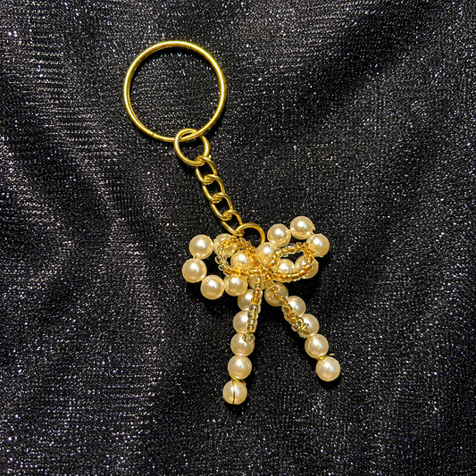 Elegant Pearl Bow Keychain