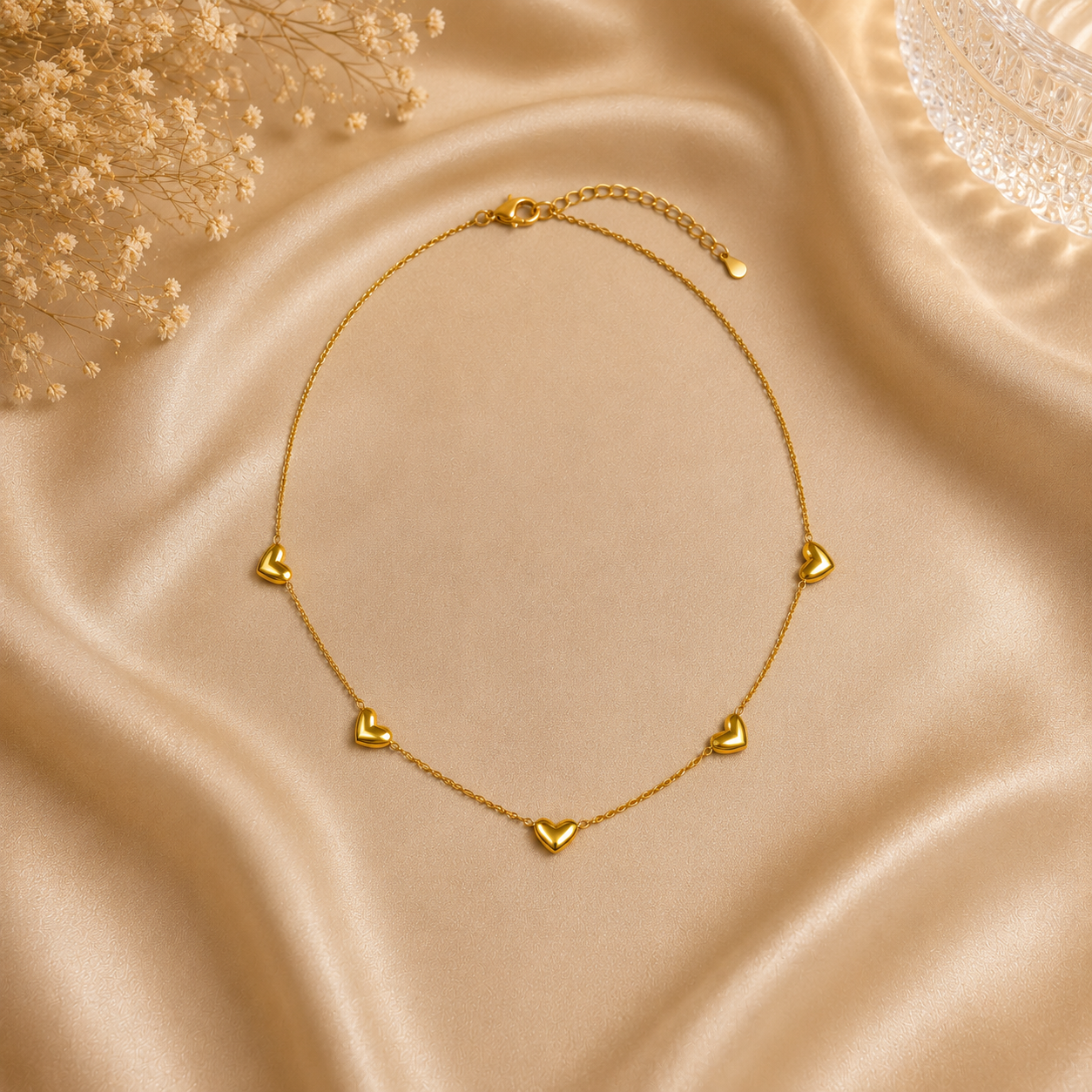 NL54_Five Heart Link Chain