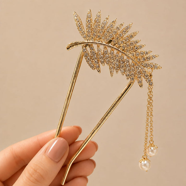 AH34_Golden Willow Chime Hair Pin