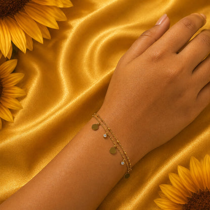 BL105_Double Layer Multi-Disc and Bezel Crystal Station Bracelet