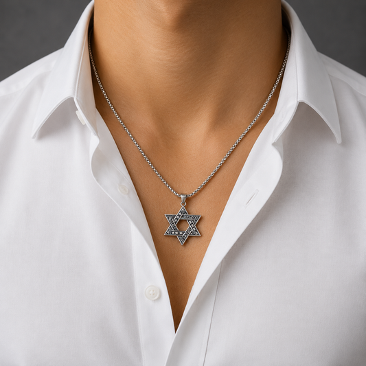 MP127_Vintage Hexagram Pendant Chain