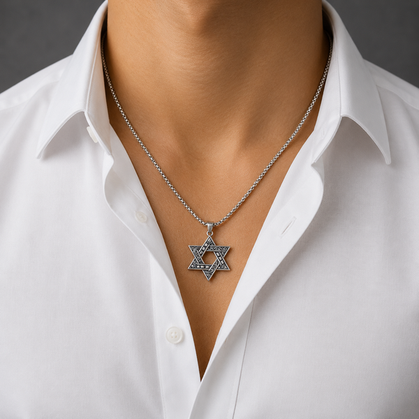 MP127_Vintage Hexagram Pendant Chain