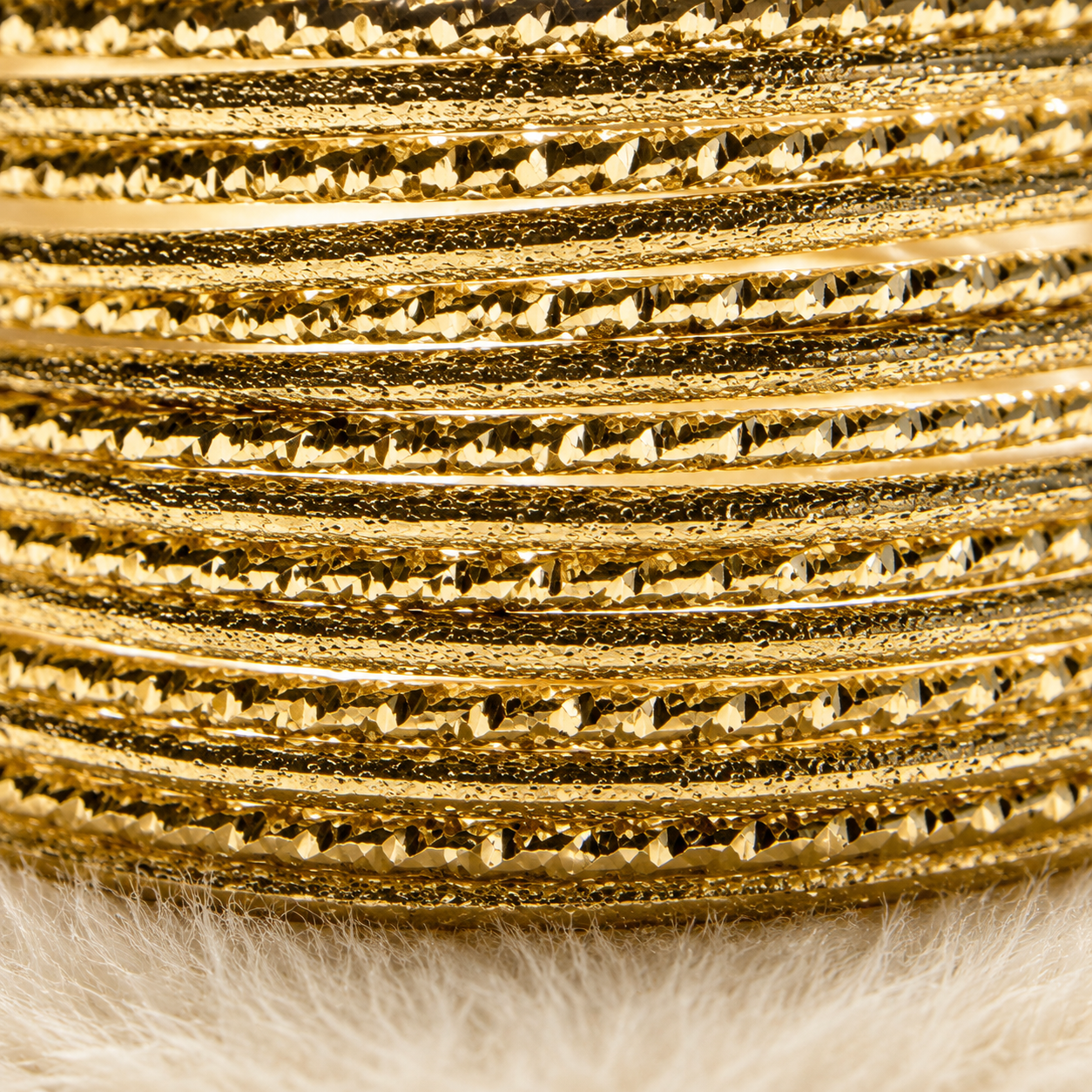 KB85_Textured Multi-Row Gold Bangle