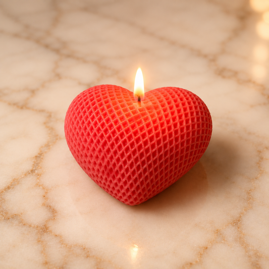 Textured Net Pattern Heart Candle