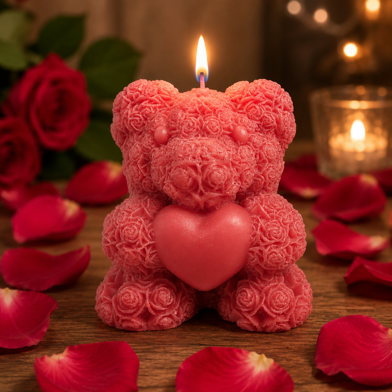 Heart Teddy Candle