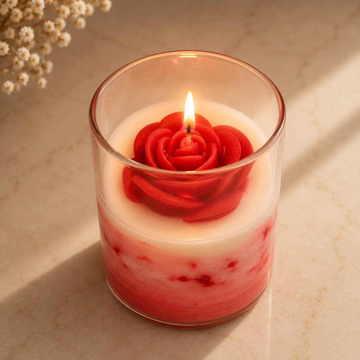 Rose-Themed Jar Candle