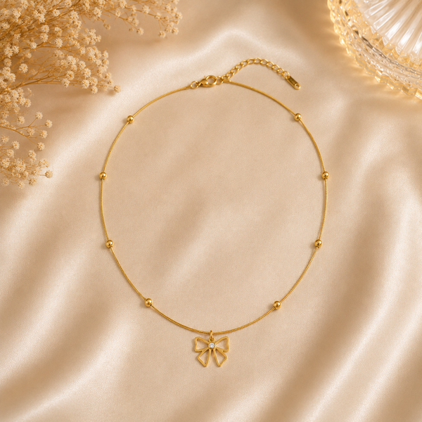 NL68_Golden Flutter Ribbon Bow Chain
