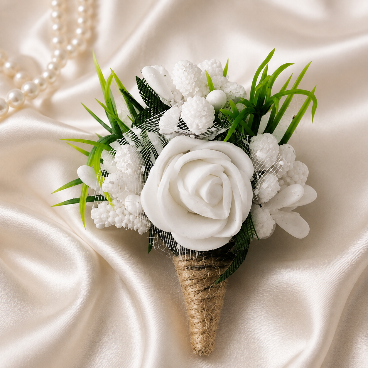WE64_White Rose Brooch