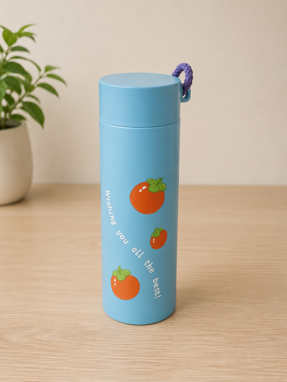 Wishing you all the best!" Persimmon Matte Sky Blue Bottle