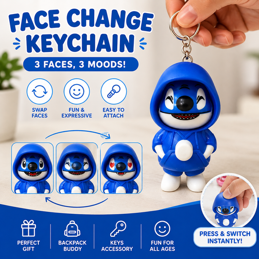 LT95_Stitch Expression Shift Face-Change Keychain.