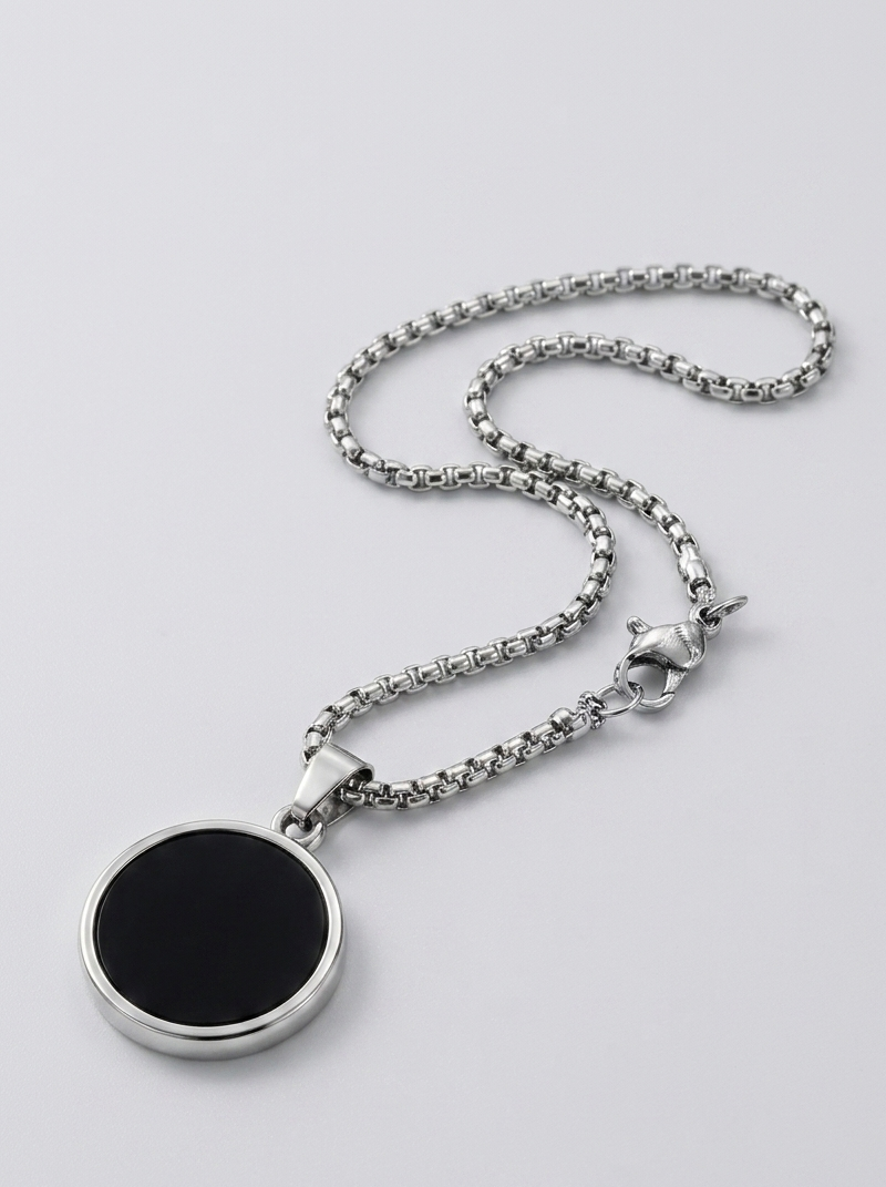 MP124_Midnight Orbit Black Onyx Pendant Chain