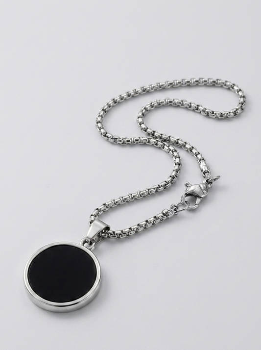 MP124_Midnight Orbit Black Onyx Pendant Chain