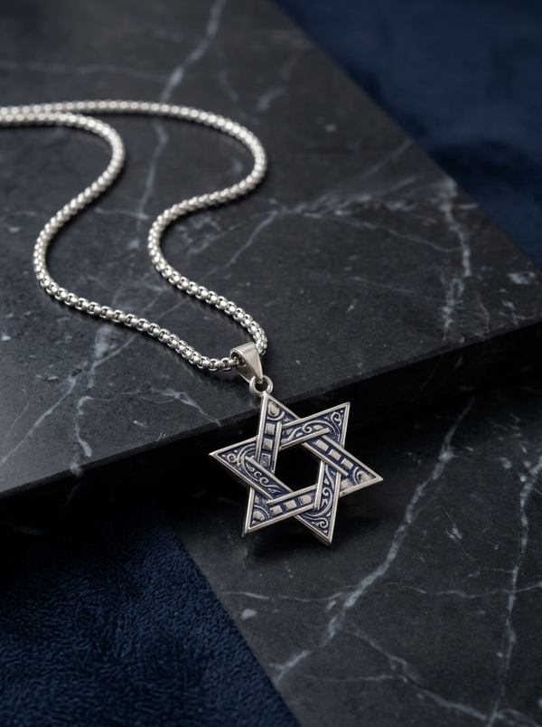 MP127_Vintage Hexagram Pendant Chain