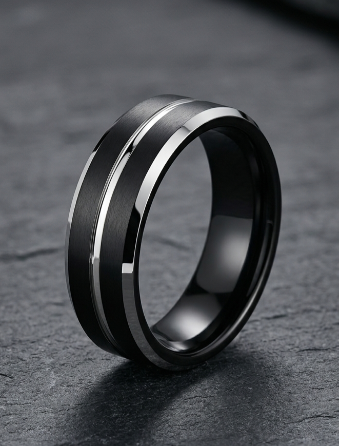 MR113_Bevel-Edged Black Ring
