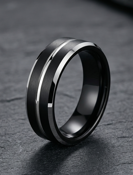 MR113_Bevel-Edged Black Ring