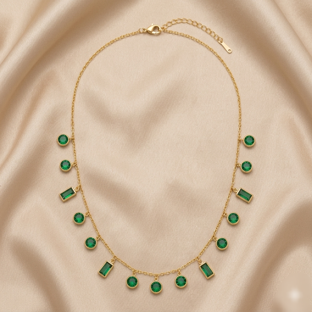 NL184_Emerald Crystal Dangle chain