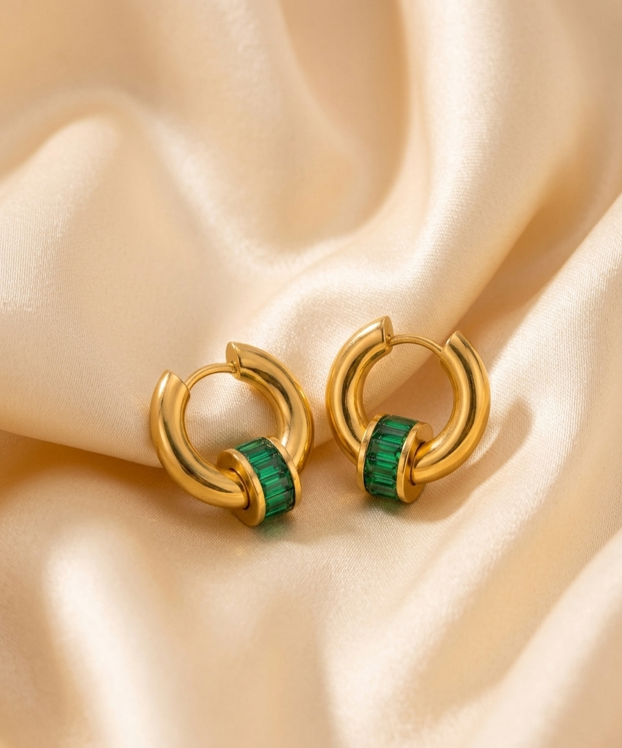 Emerald Convertible Hoops